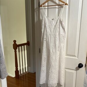 LOFT White Eyelet Spaghetti Strap Maxi Dress